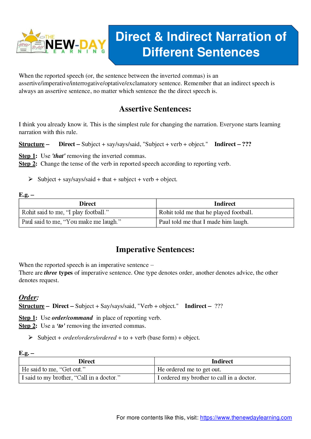 NARRATION (SENTENCES)