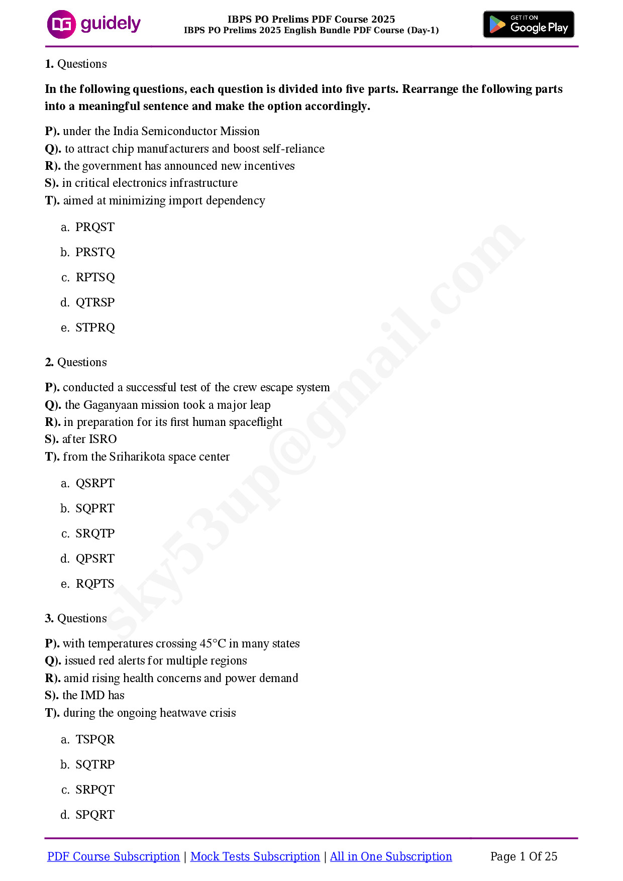 IBPS PO PRELIMS 2025 ENGLISH BUNDLE PDF COURSE (DAY 1)