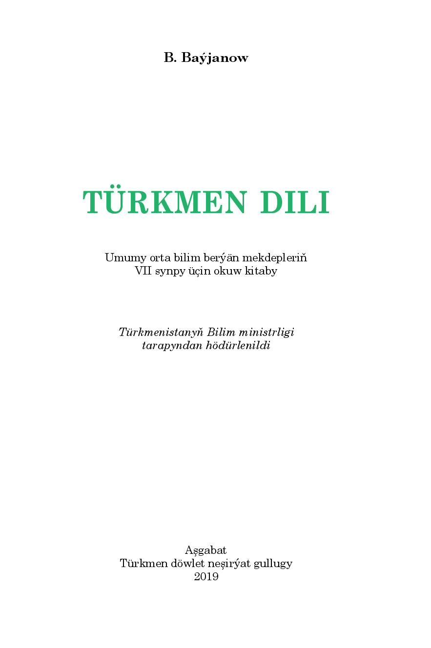 TüRkmen Dili Vii Synp   2019