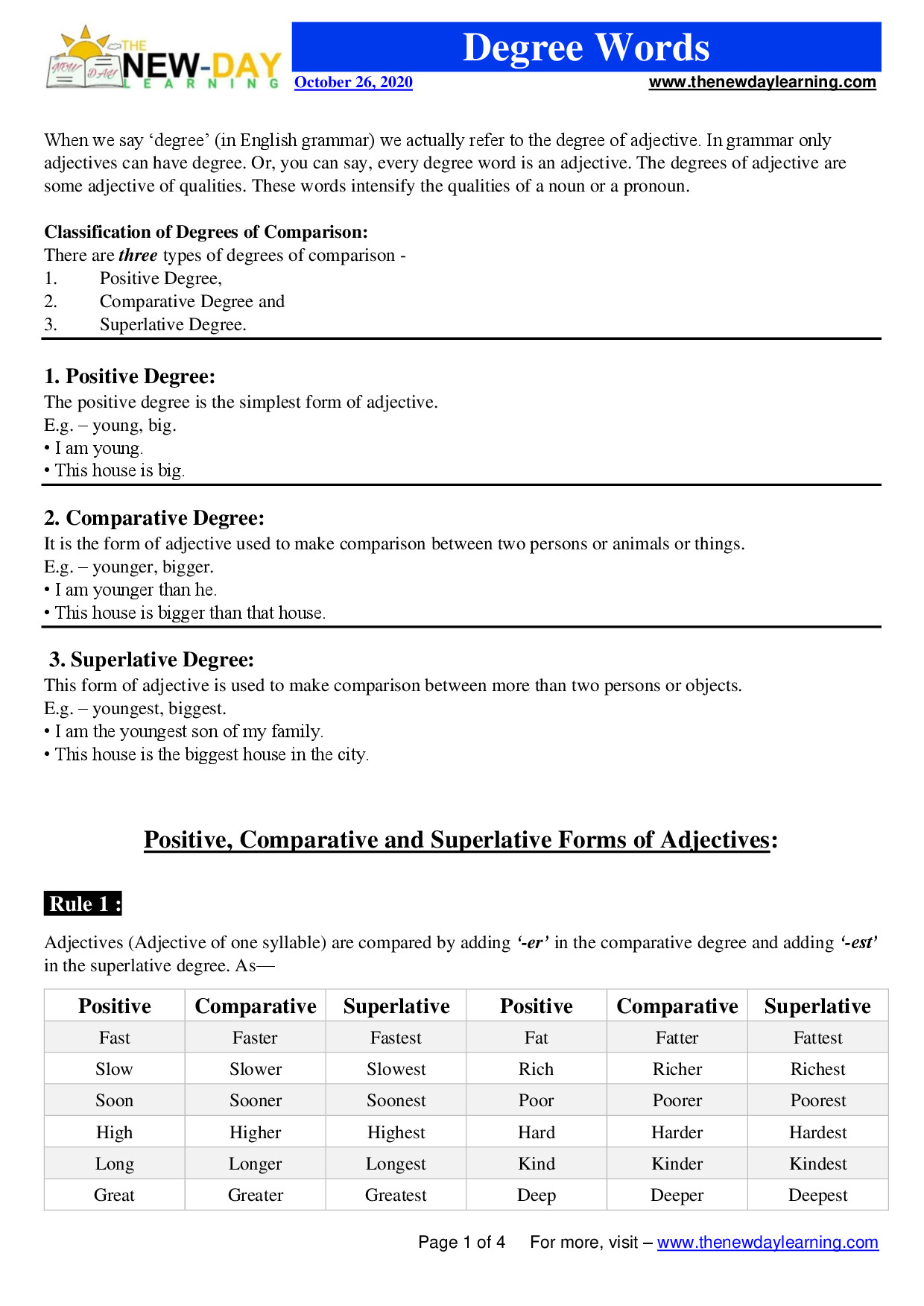 DEGREE WORDS