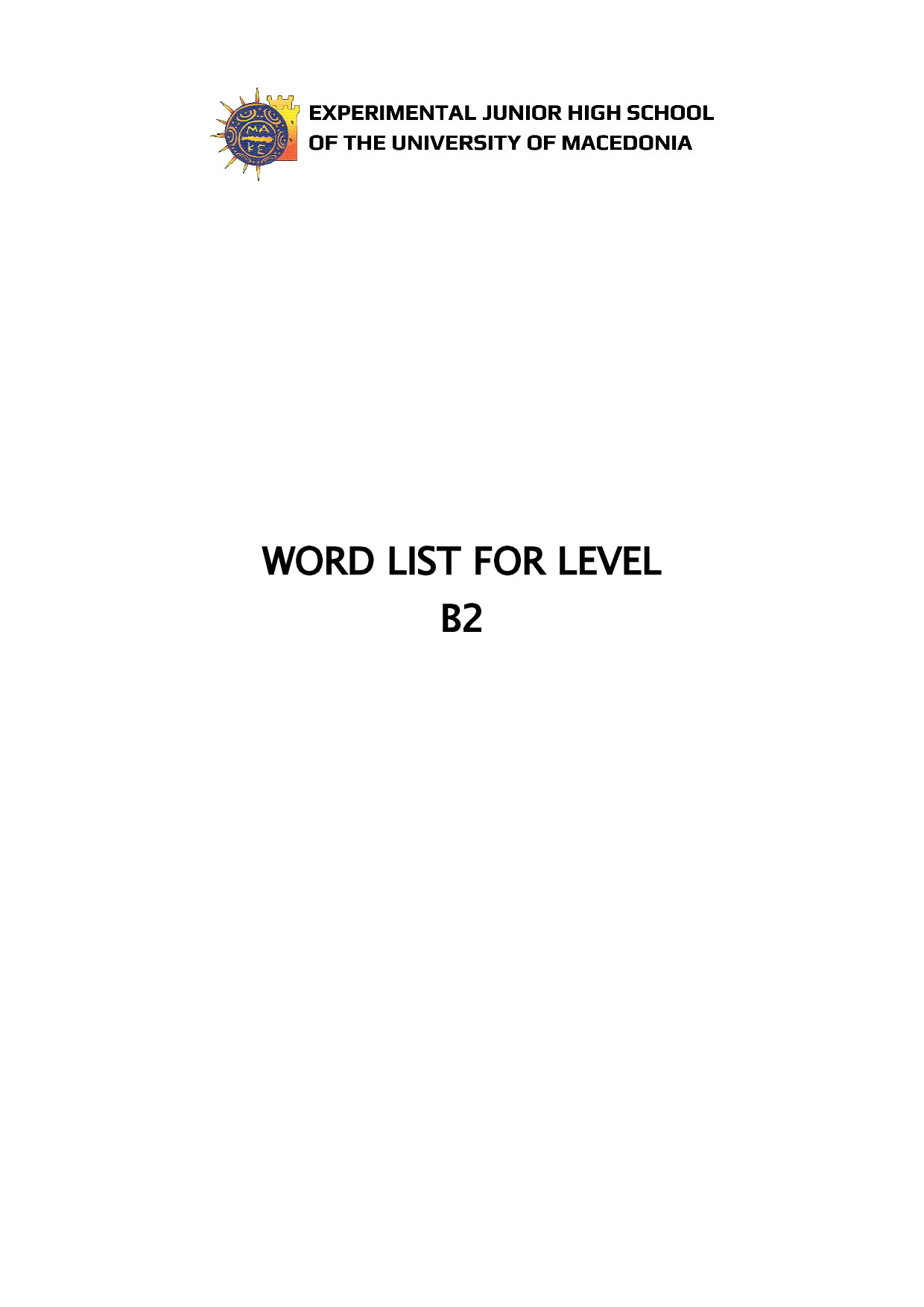 LEVEL B2 WORD LIST