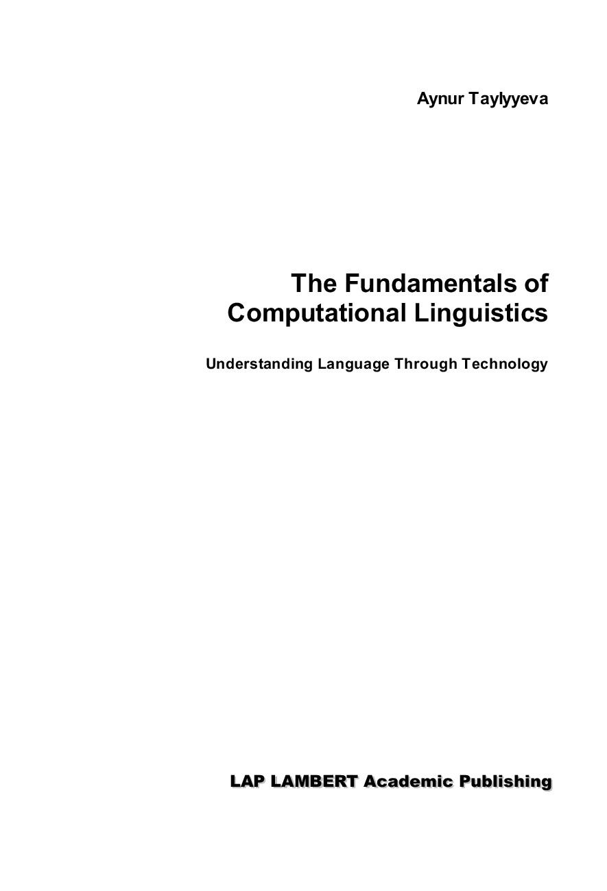 THE FUNDAMENTALS OF COMPUTATIONAL LINGUISTICS