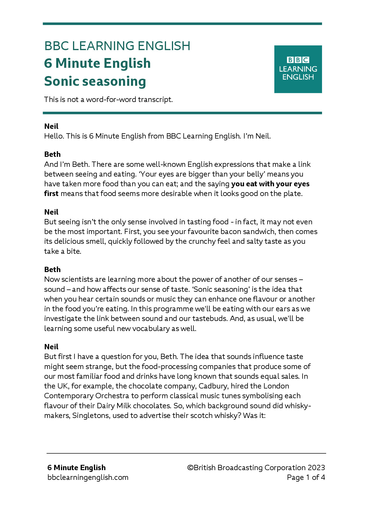 SONIC SEASONING