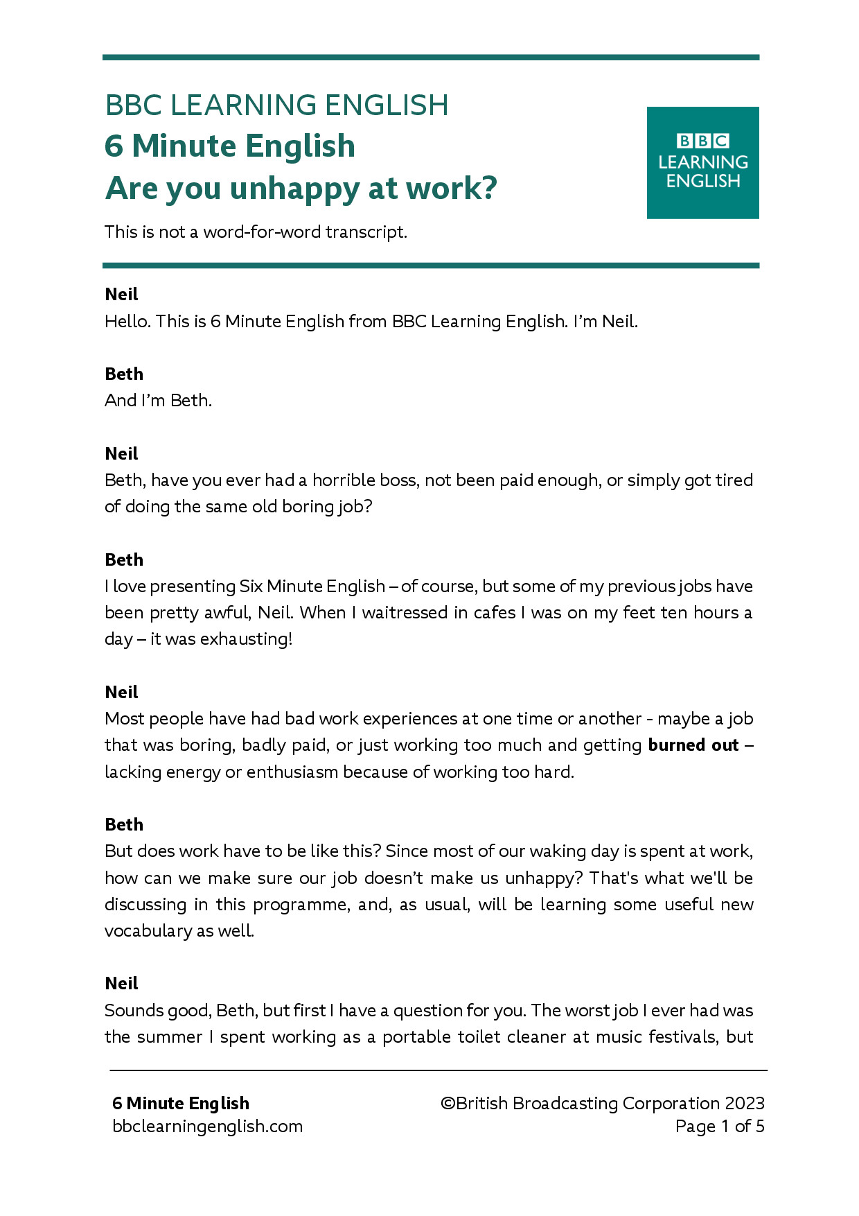 ARE YOU UNHAPPY AT WORK