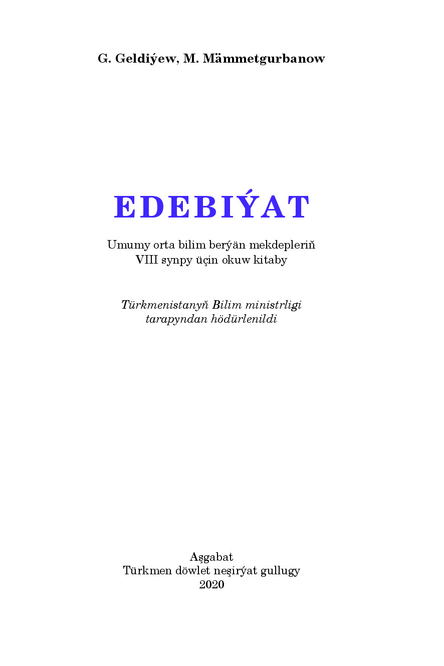 Edebiýat VIII synp