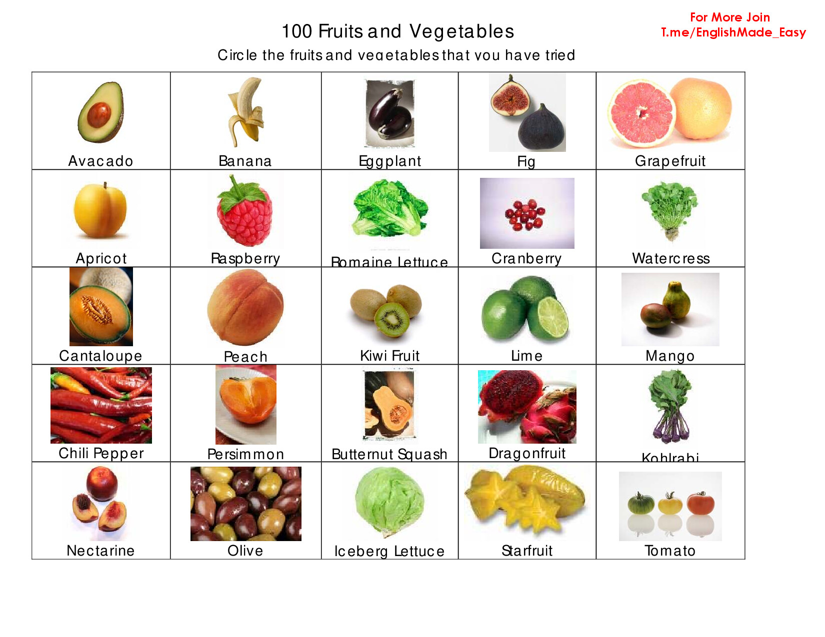 100 FRUITS & VEG