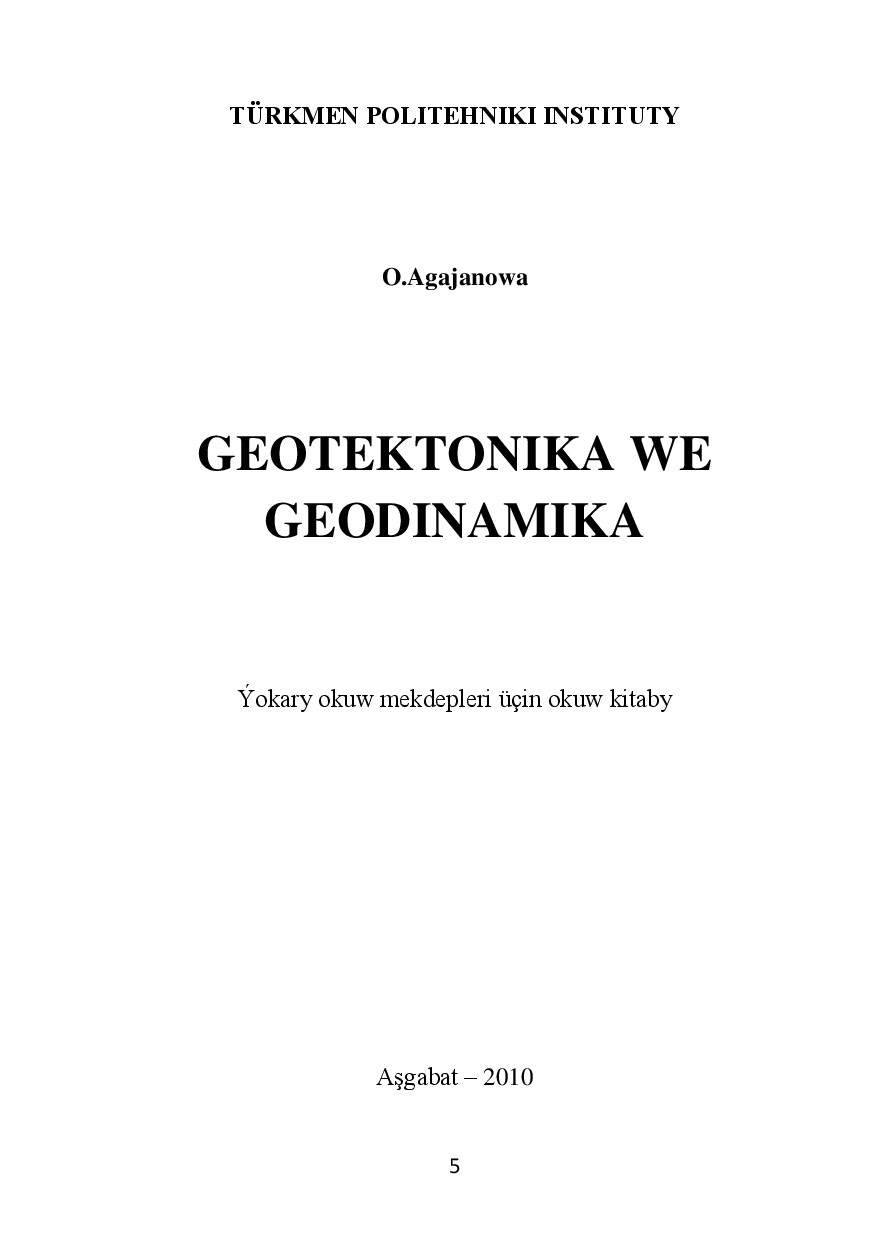 AGAJANOWA O GEOTEKTONIKA WE GEODINAMIKA 2010