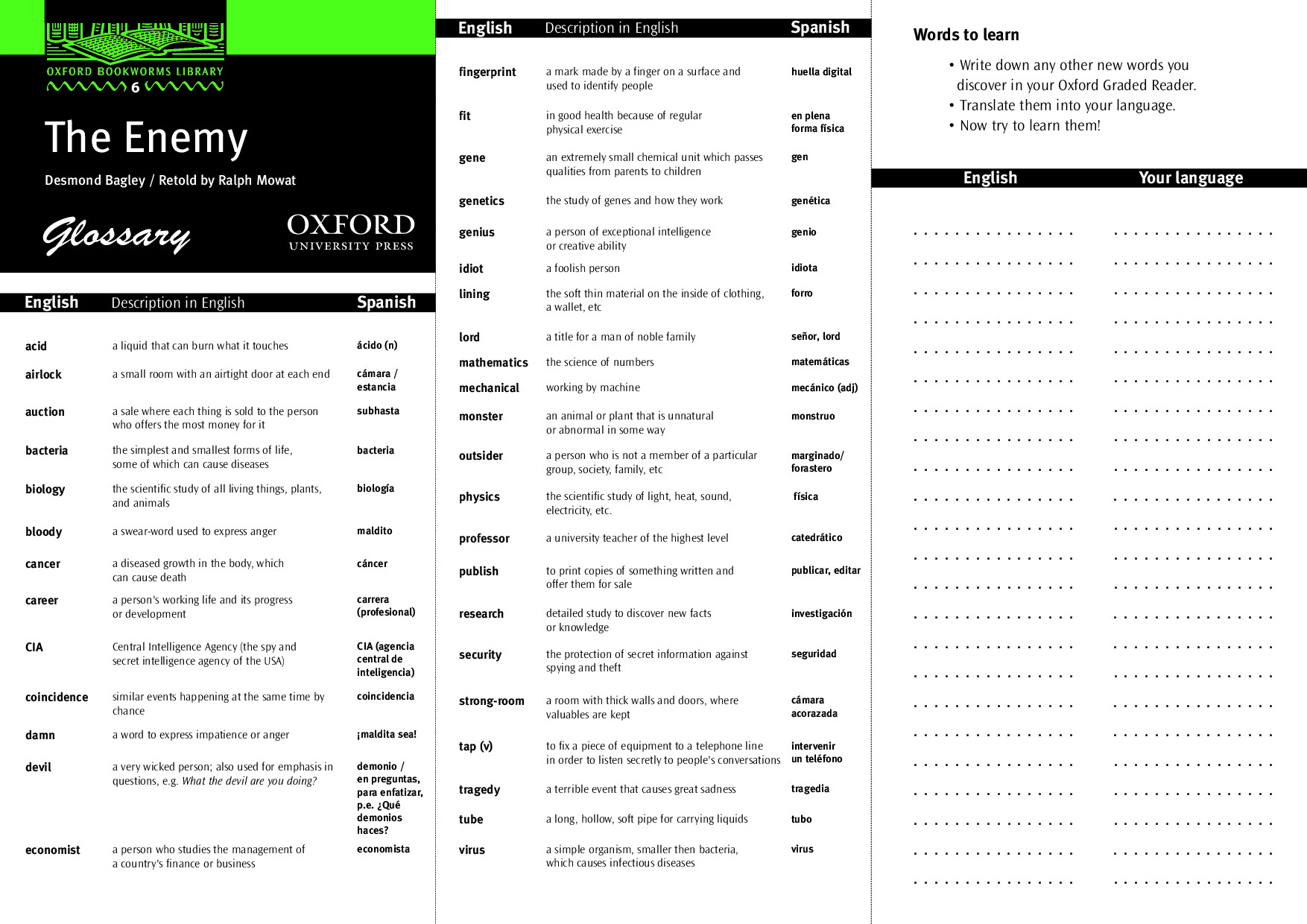THE ENEMY GLOSSARY