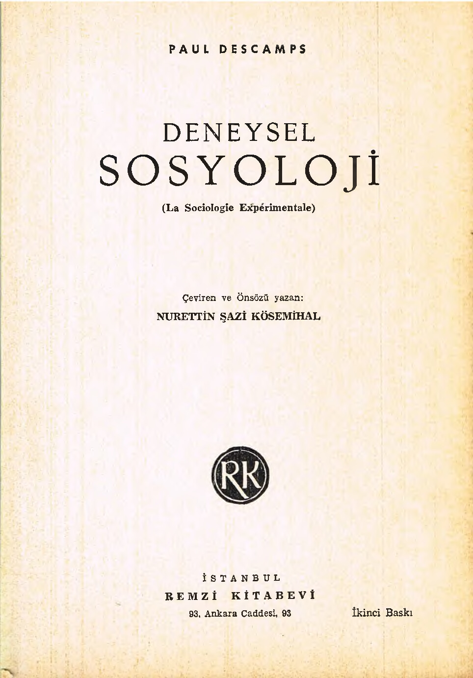 PAUL DESCAMPS   DENEYSEL SOSYOLOJI