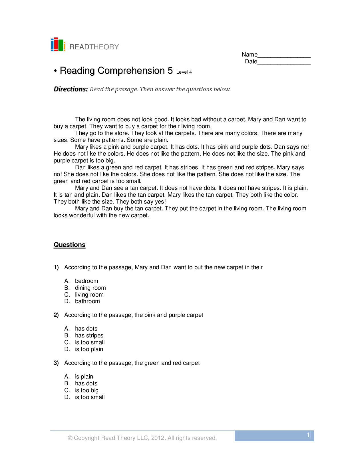 READING COMPREHENSION LEVEL4