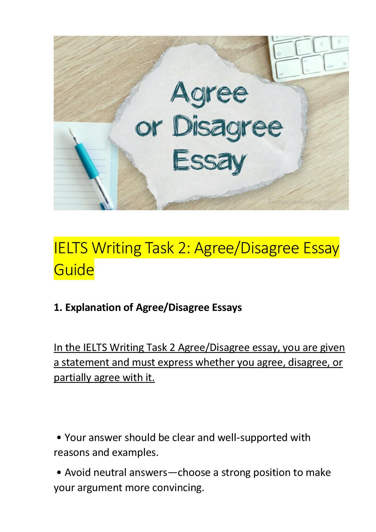 IELTS WRITING TASK 2 AGREE DISAGREE