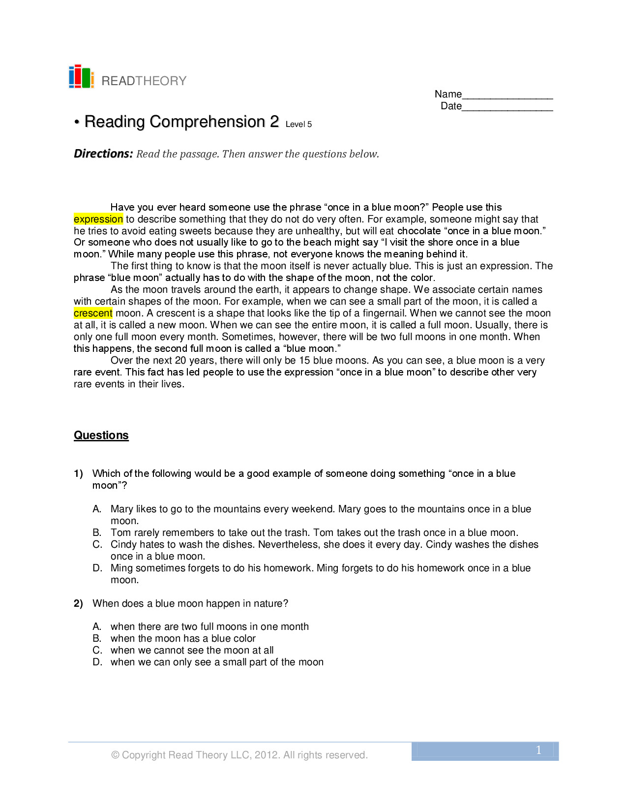 READING COMPREHENSION