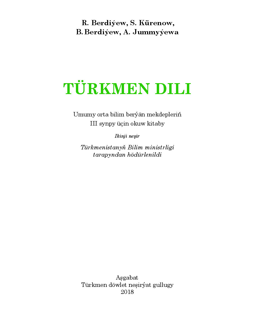 TüRkmen Dili Iii Synp  2018