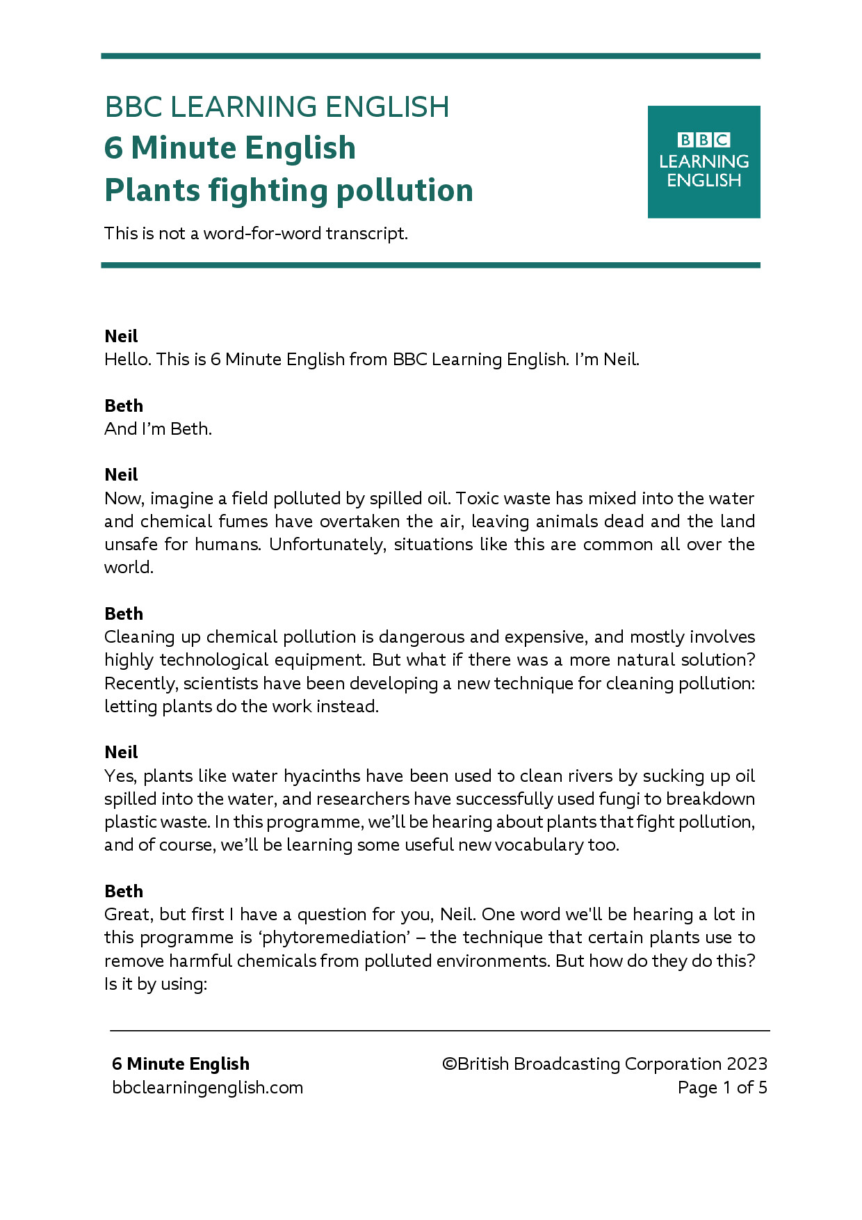 PLANTS FIGHTING POLLUTION
