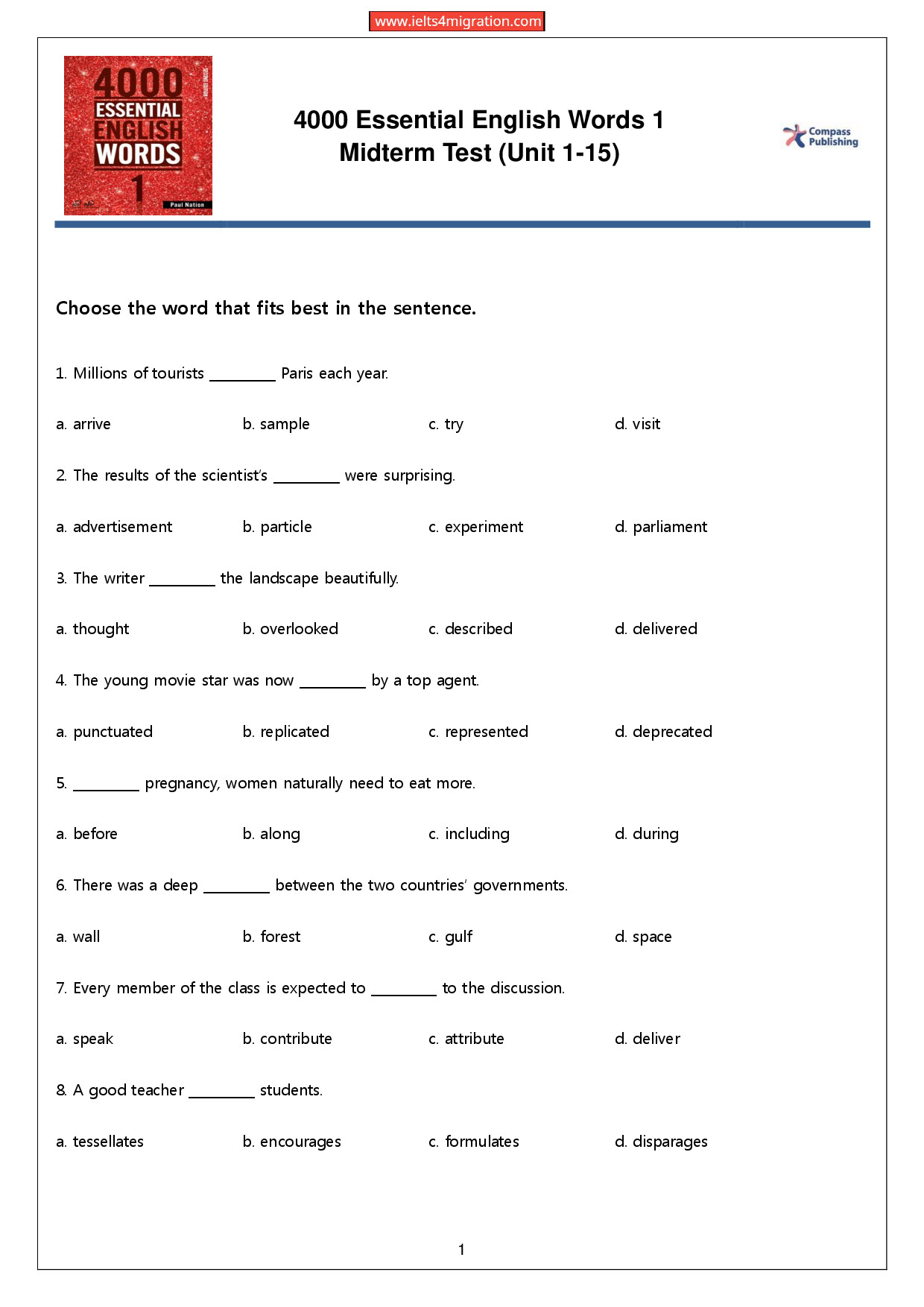 4000 ESSENTIAL ENGLISH WORDS 1 MIDTERM