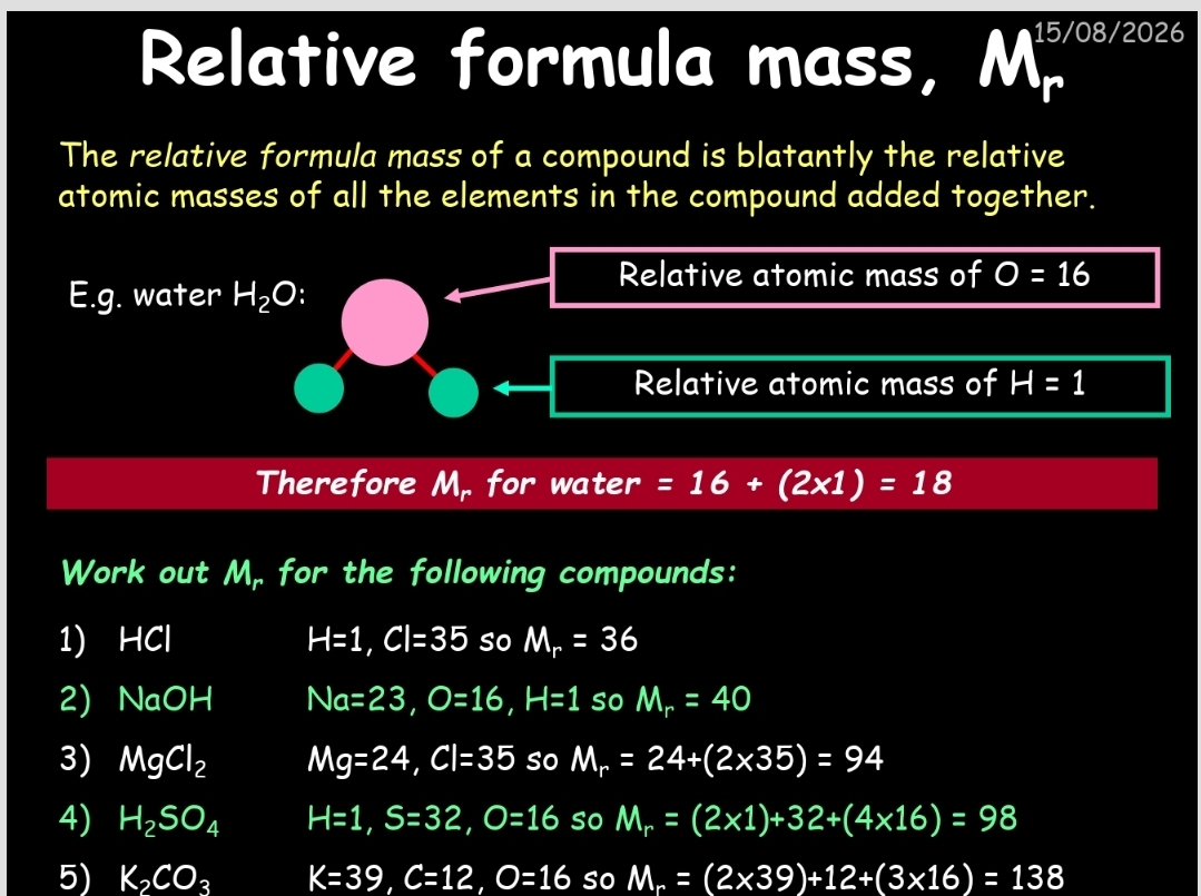 Mass, atomic and empirical formulas