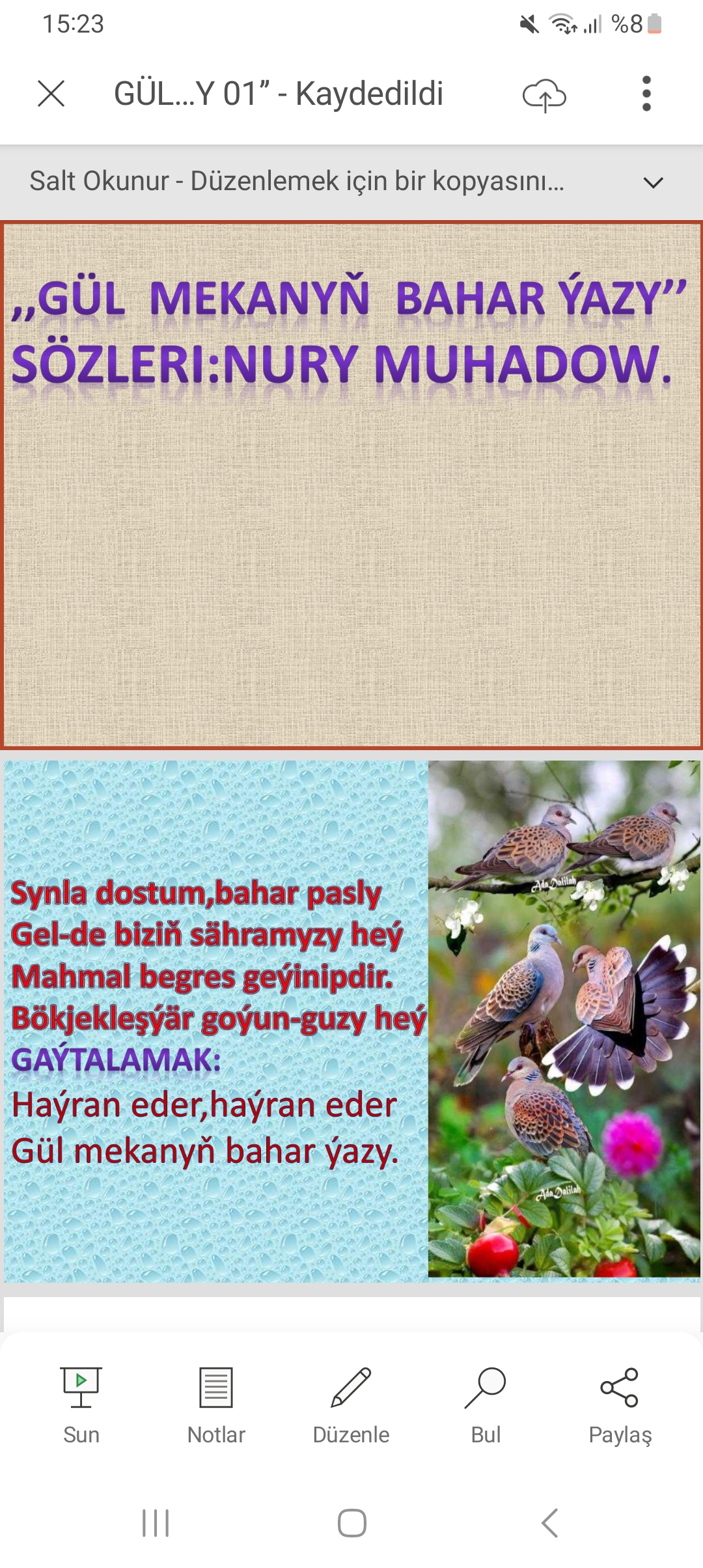 GÜL MEKANYŇ BAHAR ÝAZY 01’’