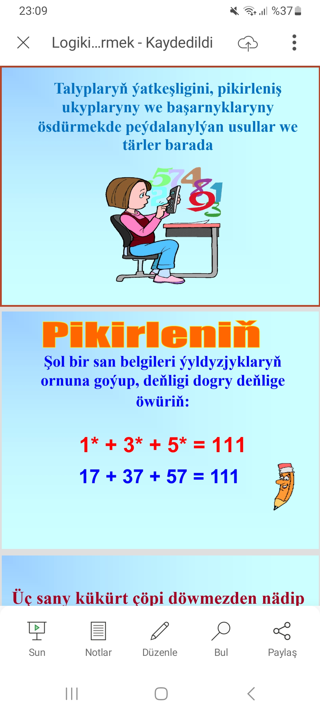 Logiki pikirlenişi ösdürmek