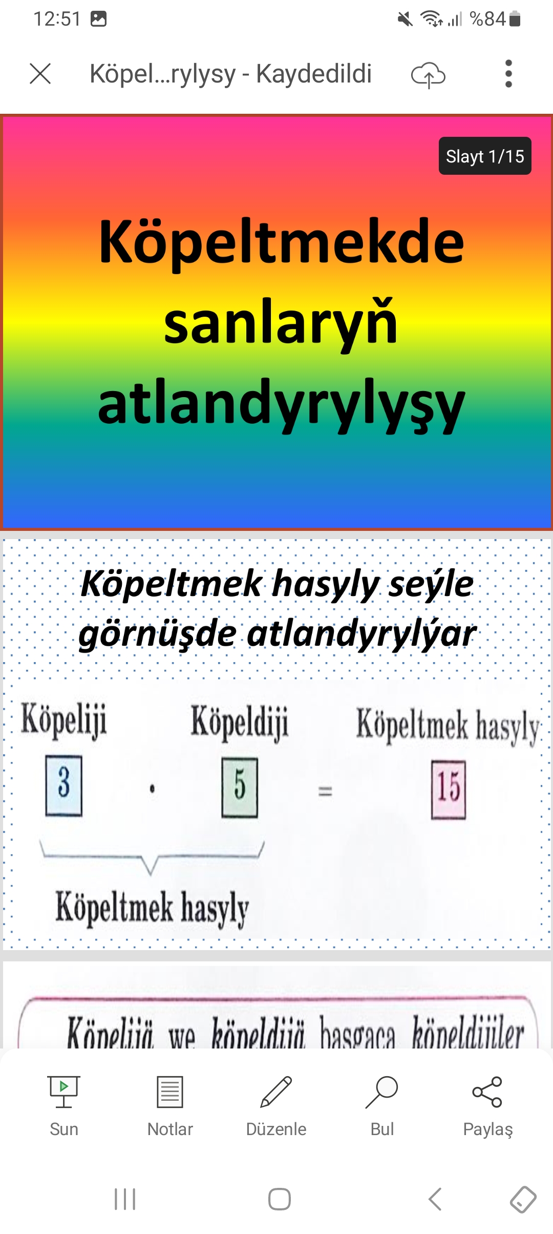 Köpeltmekde sanlaryn atlandyrylysy