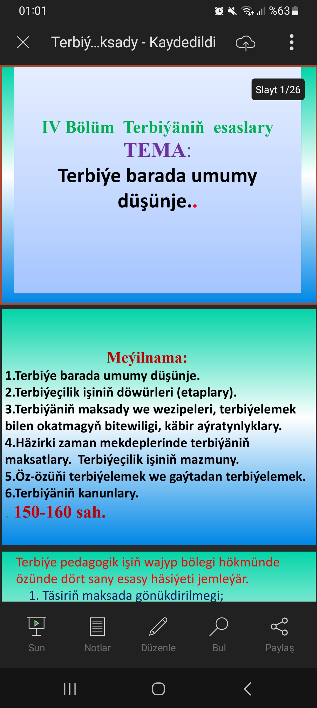 Terbiýniň maksady